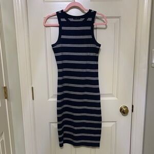 Cotton On Navy and White Striped Midi Dress